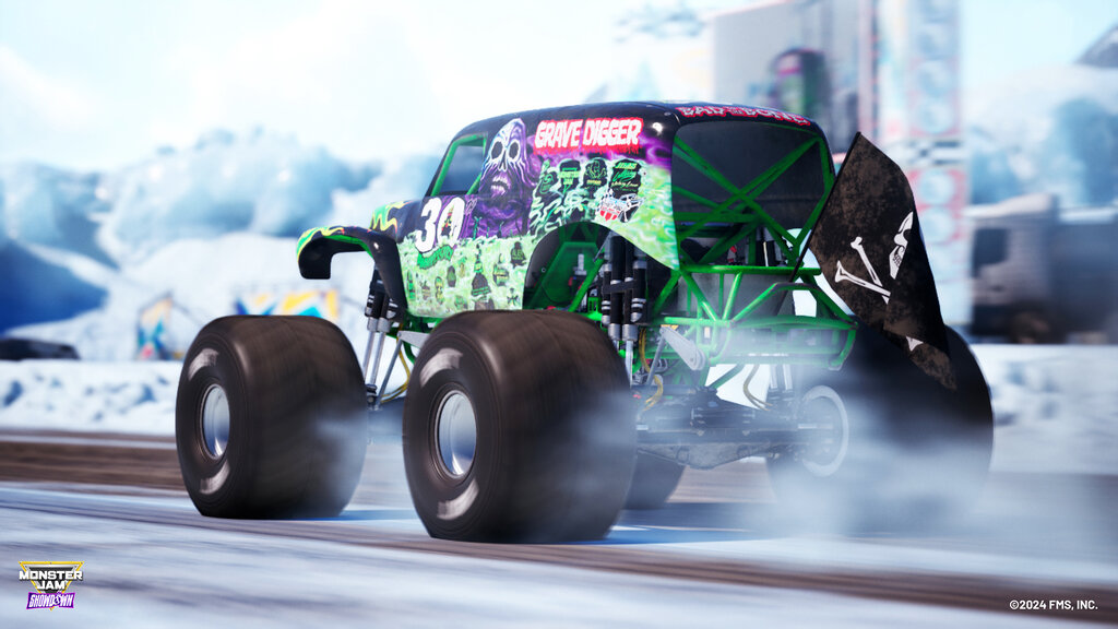 Screenshot aus Monster Jam Showdown. Truck von hinten.